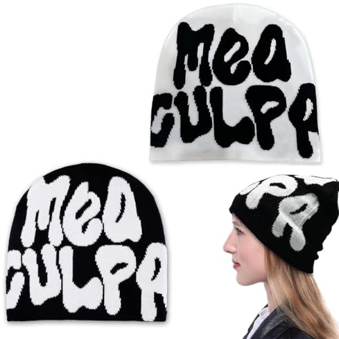 YUPZAR 2 Stück Y2k Beanie Mütze Herren Damen Teenager Y2k Cap Winter Knit Skater Beanie Mütze Hip Hop Strickmützen Printed Hat Fashion