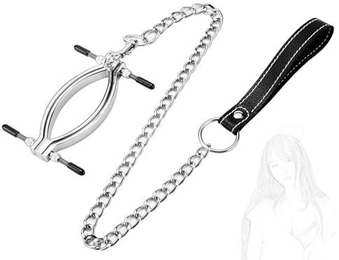 CYGzeon Labia Vaginal Clip Fetish Clips with Metal Chain Spreader Dilator G-Spot Stimulation Sex Toy Extreme Erotic SM for Women Couples