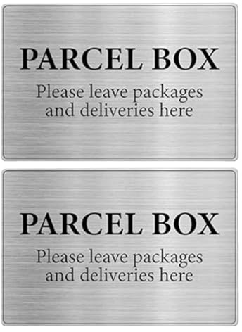 2Pcs Parcel Box Signs, 15 x 10 cm Aluminum Package Delivery Signs, Reflective Waterproof Signage for Home, Office, Indoor & Outdoor Use