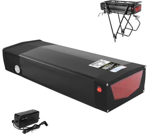 48V 20Ah Rear Rack Ebike Battery, E bike Battery with 50A Smart BMS, 48V/52V Lithium Electric Bike Batteries for 250W-1900W Bafang & Other Ebike Conversion Wheel, UK Warehouse