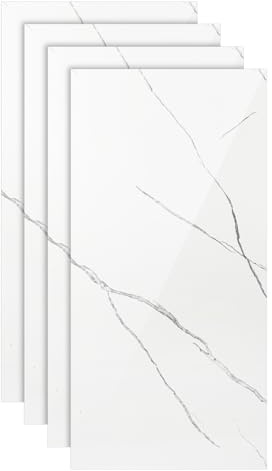 Vkechh YB003 - Pannello da parete in PVC, 120 x 60 cm, effetto marmo, 4 pezzi, rivestimento da parete in PVC, pannelli da parete per bagno, doccia, cucina