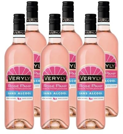 Veryly Rosé Pamp Alkoholfrei - Aromatisiertes Getränk auf entalkoholisierter Weinbasis - 6 x 0,75L - Natürliches Pampelmusen-Aroma, ideal als Aperitif