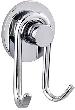WENKO Express-Loc® Wandhaken Cali - 2er Set, Badhaken, Küchenhaken, Befestigen ohne bohren, Edelstahl rostfrei, 5.5 x 9 x 4 cm, Glänzend