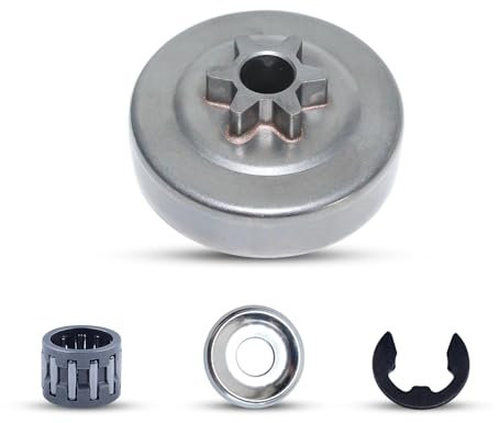 Haishine Kettenrad und Kupplung, Kupplungstrommel Kettenrad Kettensägen für Stihl für MS170 MS180 017 018 MS250 Motorsäge mit E-Clip+ Washer+Nadellager(3/8 6 Zähne)