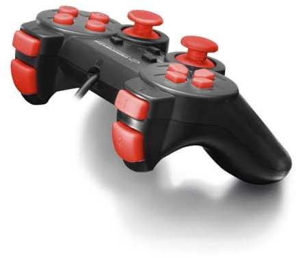 Esperanza Warrior Controlador Gamepad para PS2, PS3, Ordenador/PC con vibración, Joystick, Plug and Play Rojo (EGG102R)