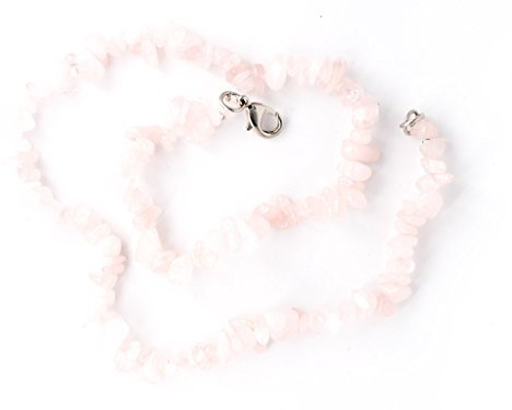 Taddart Minerals - Collana in quarzo naturale rosa, 45 cm di lunghezza, fatta a mano