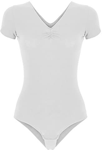 FREDDY - Body A Maniche Corte in Jersey Stretch, Donna, Bianco, Small