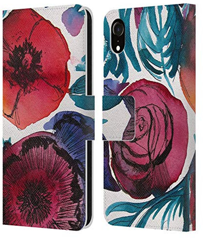 Head Case Designs Offizielle Mai Autumn Violetta Blumiger Garten Leder-Wallet-Hülle Kompatibel mit Apple iPhone XR