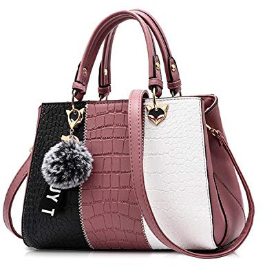 NICOLE & DORIS 2025 Neue Frauen tasche Damen Leder Handtasche Mode Umhängetasche Mit Pompon abnehmbarem Schultergurt handtasche Rosa