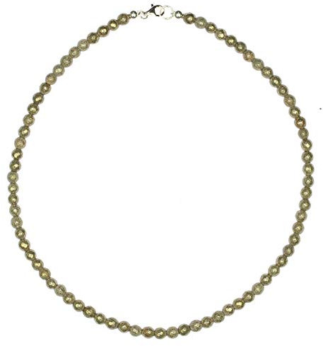 Pyrit Schmuck (Halskette) Pyrit Kette sehr zart Kugeln facettiert Größe ca. 3 mm Verschluss 925er Sterling-Silber Modellnummer 4411