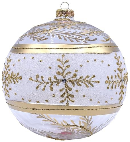 VITBIS Glaskugel für Weihnachtsbaumschmuck Große Einzigartige Weihnachtskugel Kugel Formen Ø15cm mit Deko und mit Verzierung Dekoration Handdekoriert Handbemalt Unique Weihnachtsdekoration