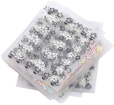 50 Blatt 3D Sticker, Selbstklebende Nail Decals Mit Verschiedenen Mustern Und Farben, Bunte Art Dekorationen Aufkleber DIY False Manicure Decals