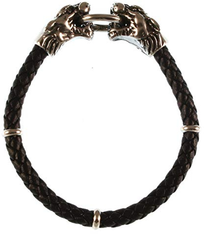 WAVEPIRATE® Echt Leder-Armband LÖWE LION Edelstahl F Schwarz Männer Herren