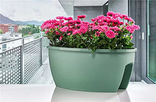 Serinova Jardinera para Barandilla hasta 10 cm Ancho, 59x36x25 cm, Jardinera Balcón 22,5 litros (Verde)