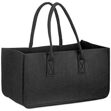 Close Up Filztasche Kaminholz Schwarz Tragetasche, Felt Bag - schwarz, aus robustem Polyesterfilz, mit Henkel.