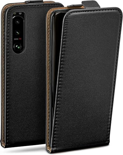 moex Flip Case für Sony Xperia 5 III Hülle klappbar, 360 Grad Rundum Komplett-Schutz, Klapphülle aus Vegan Leder, Handytasche mit vertikaler Klappe, magnetisch - Schwarz