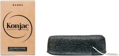 Banbu Konjac corporal | Esponja Corporal Natural | 3 Variantes: Carbón de Bambú, Cáscara de Nuez, Raíz de Konjac (Carbón activo)