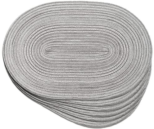 Ovale geflochtene Platzsets, 30,5 x 45,7 cm, für Esstische, natürlich gewebt, hitzebeständig, 6 Stück (oval, grau)