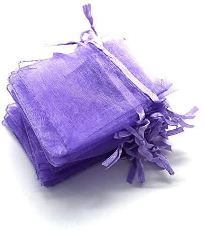 OLILLY - 100 Sachets en Organza - 7 x 9 cm - Couleur Violet Clair - Idéal pour Mariage, Baptême, Cadeaux, Lavande, Bijoux (Violet Clair)