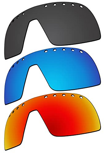 EZReplace Ersatzgläser für Oakley Sutro belüftet – Stil A Sonnenbrille (polarisierte Gläser) – passend für Oakley Sutro belüftet – Stil A Rahmen (Carbon Black + Ice Blue + Fire Red), Carbon Black +