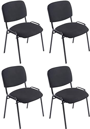 CLP 4er Set Stühle XL Ken Stoff I Stapelstühle Mit Metallgestell Und Stoffbezug Und Gepolsterter Rückenlehne, Farbe:schwarz
