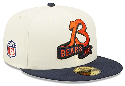 New Era 59Fifty NFC Bears Cap Basecap Baseballcap Flat Brim Fitted (7 5/8 (60,6 cm) - cremeweiß)