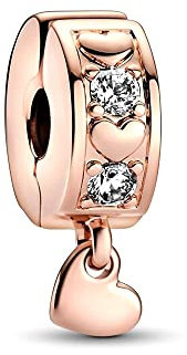 Annmors Rose Glod Pave Clip Crystal and Cubic Zirconia Charm Anhänger 925 Sterling Silver für Europäische Armbänder und Halsketten