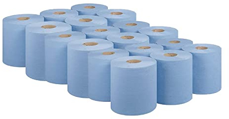 Bargain Factory Blue CENTREFEED Rolls 2 PLY 18 Pack Paper Towels Hand Towel Tissue Premium Quality Wall Mounted Lockable Rolls 100m