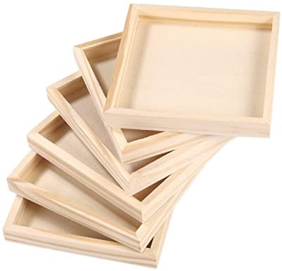Cabilock 6st Puzzle-tablett Unfertiges Serviertablett Holzschale Für Spielzeug Puzzle-Brett Leinwandrahmen 4x4 Holzquadrate Holztabletts Zum Basteln Tee-tablett Spielbrett Mini Hölzern Kind