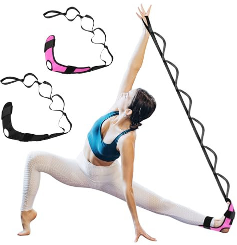 Furuising 2 Stück Yoga Gurt, Yoga Stretching Strap, Yogagurt Beinstrecker Painless Legs Band Gymnastik-gur mit 6 Schlaufen für Übungsschlaufe zum Dehnen der Beinmuskulatur