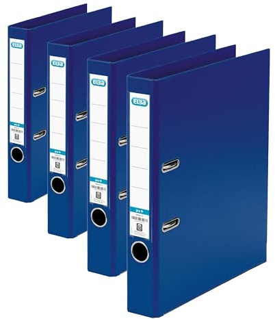 Elba A4 50 mm Plastic Lever Arch File - Blue, 100025925 (Pack of 4)
