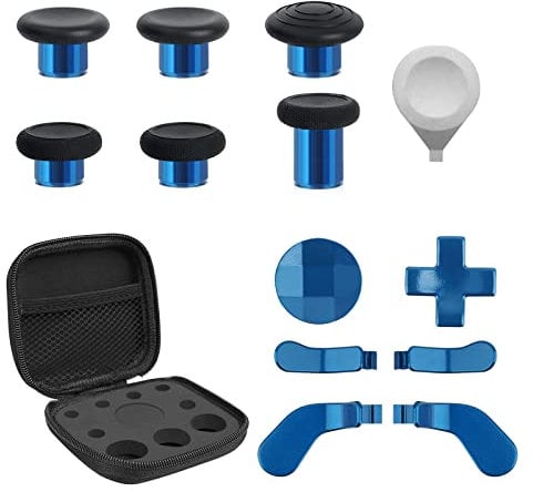 13 in 1 Metal Thumbsticks for Xbox Elite Controller Series 2 Zubeh?r, Replacement Magnetic Buttons Kit Includes 6 Metal Plating Joysticks, 4 Paddles, 2 D-Pads, 1 Adjustment Tool (Blue)