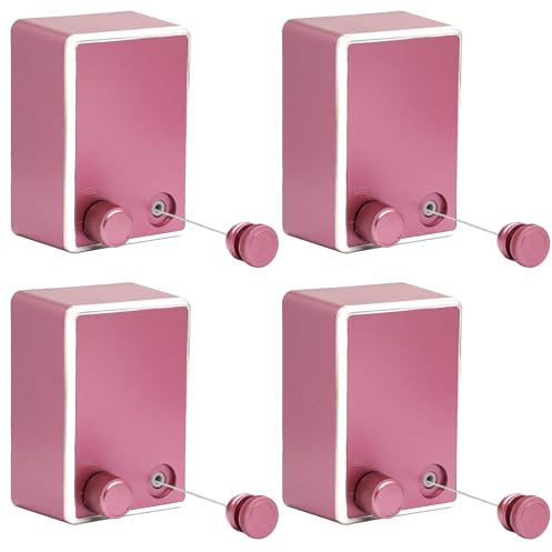 MUALROUS 4 Juegos de Tendedero Extensible Ajustable Retráctil Montado en la Pared de Alto Rendimiento para Interiores de Hasta 4,2 m de Largo (Rosa)