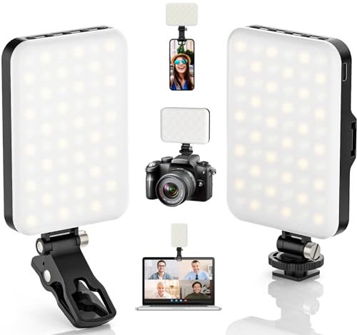 ALTSON 2-Pack 60 LED Selfie Light Portable Clip for Phone Fill Light Rechargeable 2200mAh Clip on Light, CRI 97+, 3 Light Modes Camera Lighting for Phone, iPhone, Webcam, TikTok, Photo, Makeup