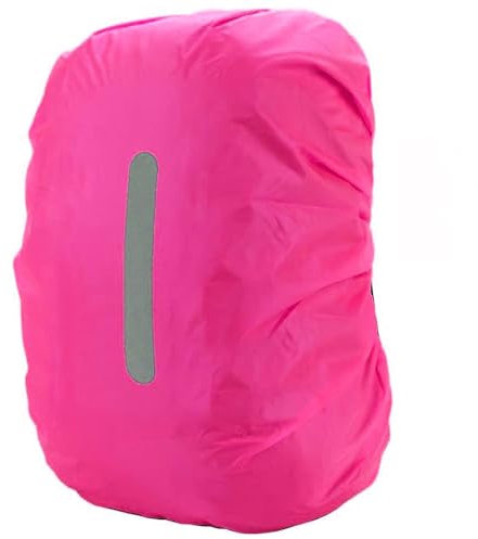 PINEPAN Schulranzen-Regenschutz, Regenschutz, Rucksack, wasserdichter Rucksack, Regencape mit Reflektoren für Wandern, Camping, Radfahren, Rosa, 35 l