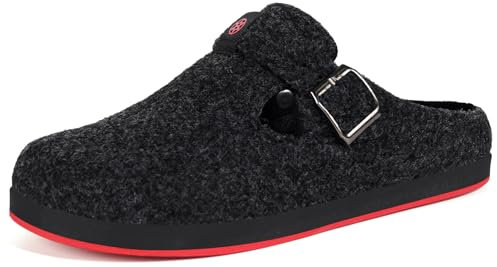 Sisttke Hausschuhe Damen Herren Filzpantoffeln Unisex Winter Geschlossen Bequeme Pantoffeln mit Wechselfußbett,Schwarz,41 EU
