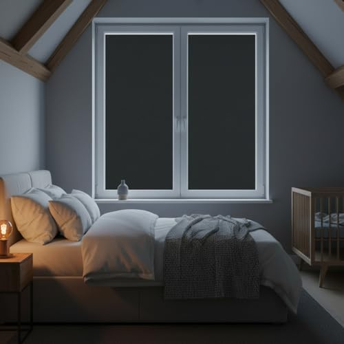 Ambiance Sticker Klebefolie, Blickdicht, schwarz, für Fenster, elektrostatisch, Blickdicht, für Fenster, Anti-UV – H 45 cm x L 1 m | Fensterfolie, elektrostratisch, Hitzeschutz, Fenster, kein Kleber, einfach anzubringen