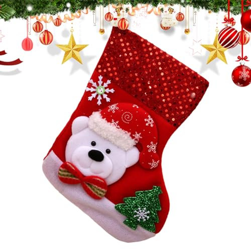 Fulenyi Vintage Weihnachtsstrümpfe | 10 x 7 Zoll Weihnachtsstrümpfe und -Halter mit -Muster | Langlebige Weihnachtsstrümpfe, Festliche Weihnachtsaccessoires für Kaminbehänge, Heimdekoration