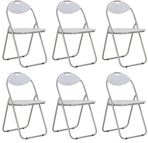 THOYTOUI Klappbare Esszimmerstühle 6 STK. Lounge Sessel Arbeitsstuhl Gaming-Stuhl Essstühle Geeignet für Aufenthaltsraum Speisesaal Schlafzimmer Bar Weiß Kunstleder