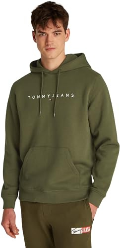 Tommy Jeans Herren Hoodie Linear Logo mit Kapuze, Grün (Fatigue Green), L