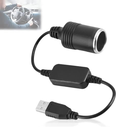 Jadeshay USB auf Zigarettenanzünder Adapter 12V 5A USB A Stecker auf 12V Auto Zigarettenanzünder Buchse Konverter-Adapterkabel 8W Für Auto Feuerzeuge Fahren Recorder DVR Kamera