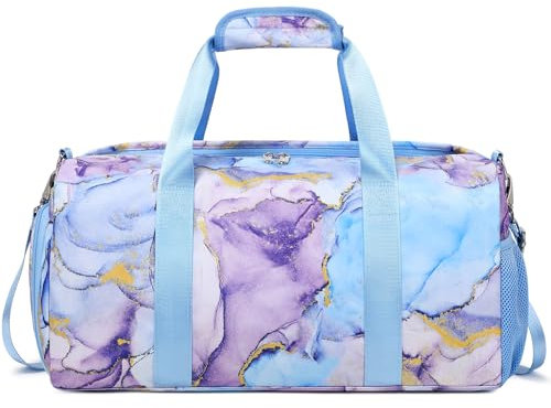 Klassische Sporttasche für Mädchen Reisetasche Leicht Kinder Schulsporttasche Trainingstasche Tanztasche 25L Gymnastik Sporttaschen mit Wasserdichtem Nassfach und Schuhfach