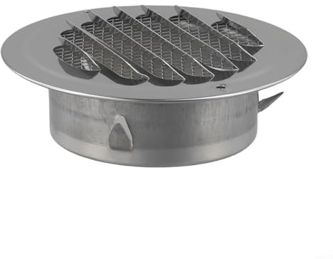 Grille d'aération ronde en acier inoxydable - Grille d'aération murale - Avec moustiquaire en maille (100 mm)