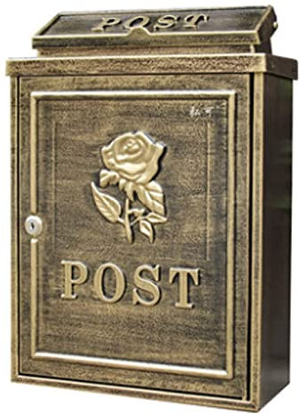 GddOGUK postkasten Kreativer Briefkasten mit Schloss Briefkasten Vintage Drop Box Wandmontierter Briefkasten Schloss und Schlüssel Briefkästen zuverlässig
