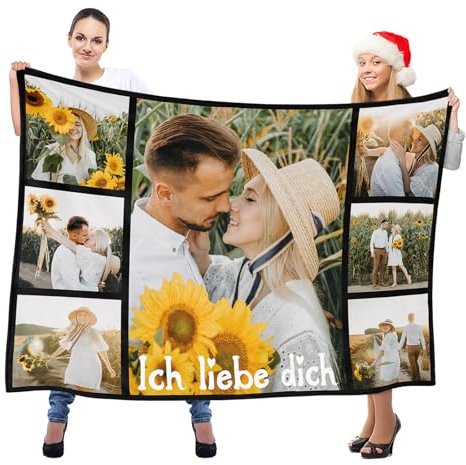 LNM Personalisierte Geschenke für Frauen und Männer, Personalisierte Decken, Personalisierte Decke mit Foto, Kuscheldecke Personalisiert, Weihnachts Geschenke Frauen