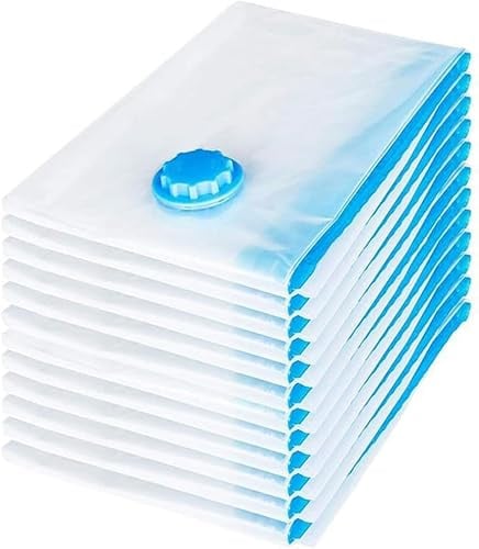 Daaxing 10 x Vakuum-Aufbewahrungsbeutel, transparente PE- und PE-Vakuumbeutel mit Reißverschluss, platzsparende Beutel für Kleidung, Bettwäsche und Heimorganisation (40 x 50 cm)