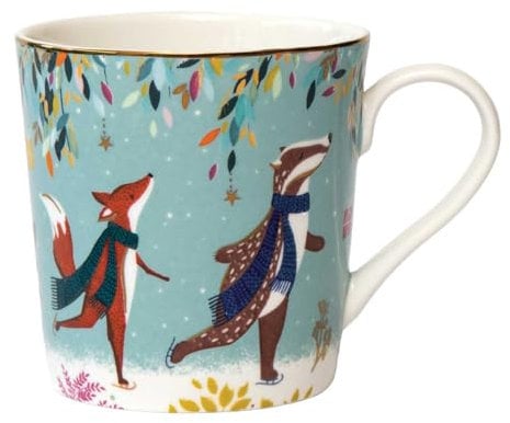 Sara Miller London Woodland Tales Mug, Skaters, Green
