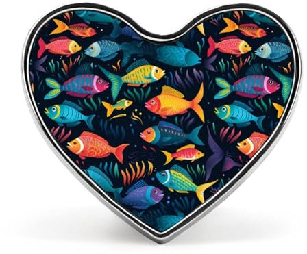 Niedliche Anstecknadel mit bunten Fischen und motiven, Krawattennadel, Herz-Brosche, Abzeichen für Männer und Frauen, Hüte, Kleidungszubehör