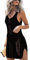 Women Crochet Swimsuit Coverup Bathing Suit Beach Tank Dress Hollow Out Slit Bikini Cover Up Sleeveless Dress (Black, M)