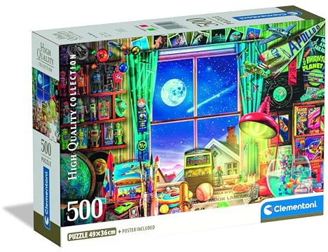 Clementoni Puzzle Collection - to The Moon 500 Stücke, Compact Box - Puzzle für Erwachsene 14-99 Jahre, Geschenk für Mann und Frau, Made in Italy, 35590